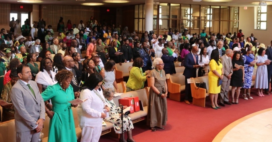 Jamaicans worshipping at the Emancipation and Independence church service at the Sligo Seventh-Day Adventist Church in Takoma Park, Maryland. (Photo: Derrick Scott)